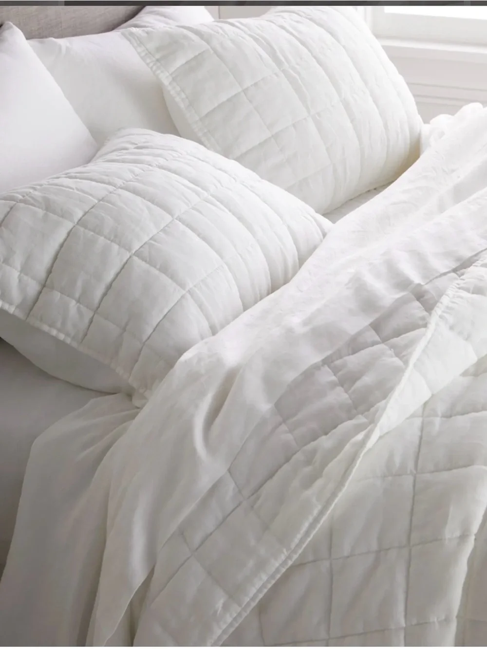 Quince European Linen Box Quilt - King/Cali King - White